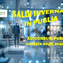 Saldi invernali in Puglia dal 3 gennaio al 28 febbraio: Adiconsum Puglia invita alla cautela negli acquisti